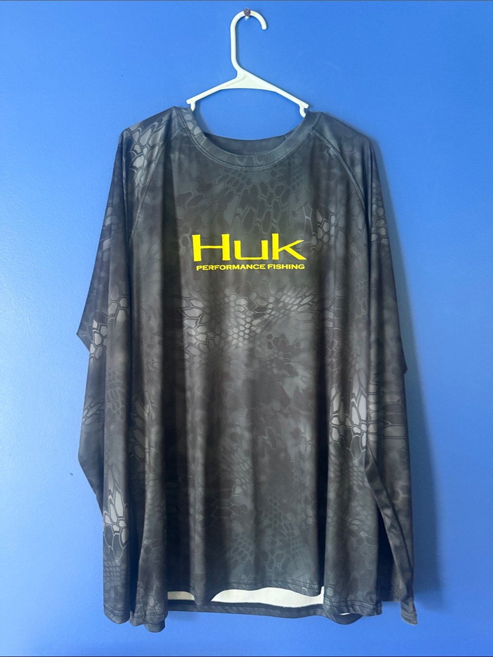 Huk Long Sleeve Performance Tee - Black with Yellow Logo